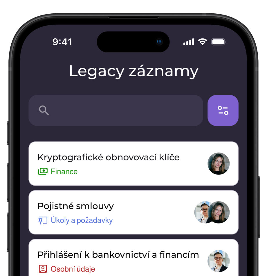 Legacy záznamy v aplikaci LegacyApp